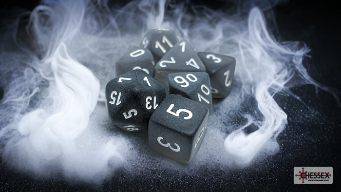 Frosted Smoke White 7 die set - Saltire Games