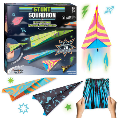 Stunt Squadron Neon Glow Paper Airplanes - Saltire Games