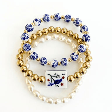 Mahjong Stretch Bracelet Stack – 3 Piece Beaded Set - Saltire Games