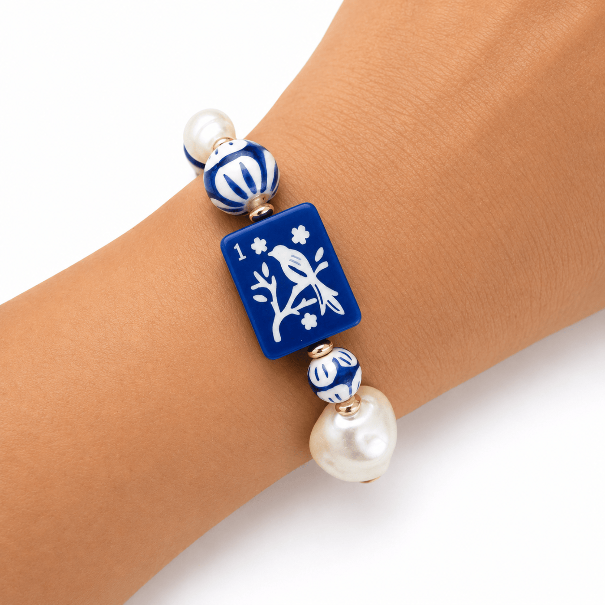 Mahjong Tile Mixed Bead Stretch Bracelet - Saltire Games