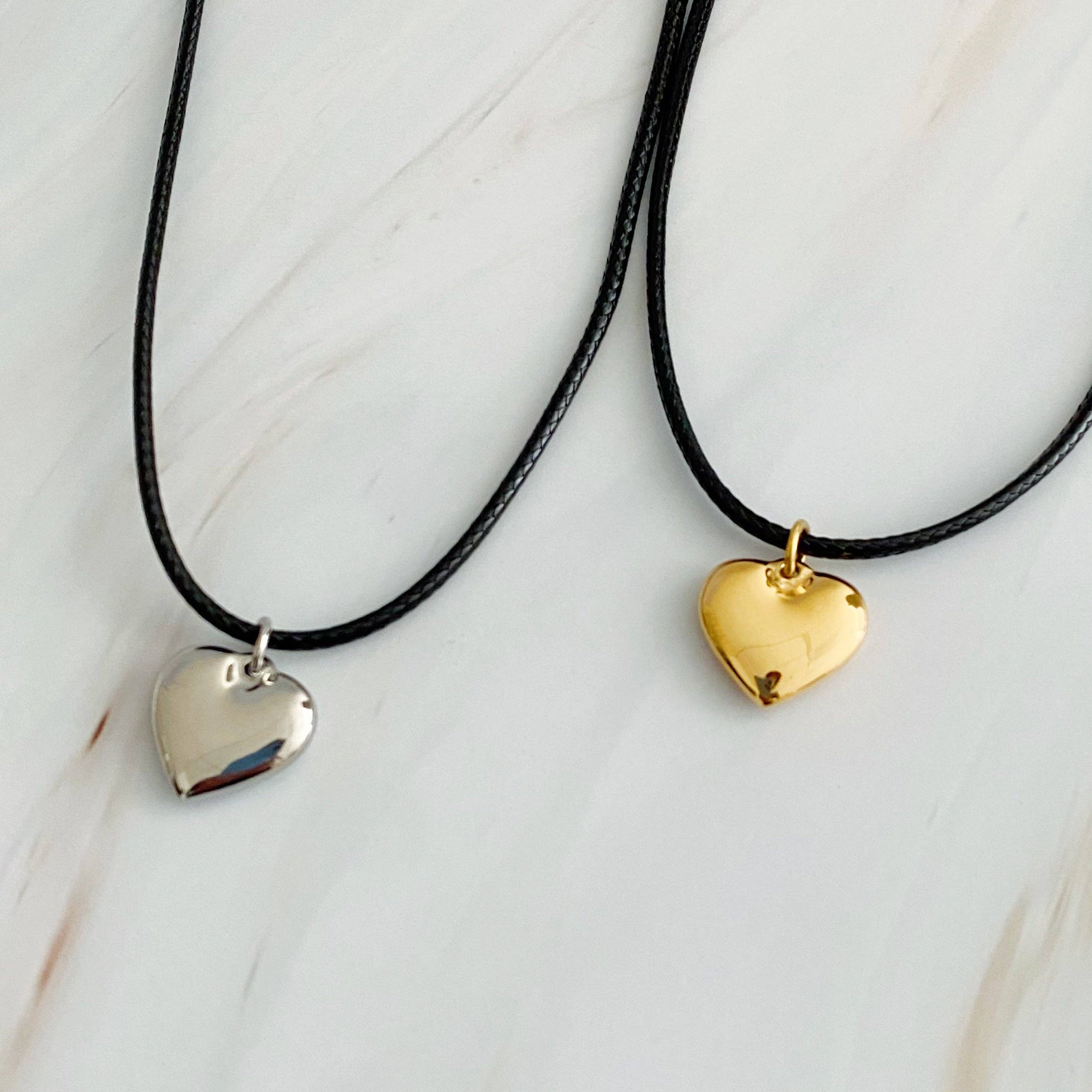 Black Cord Heart Drop Necklace - Saltire Games