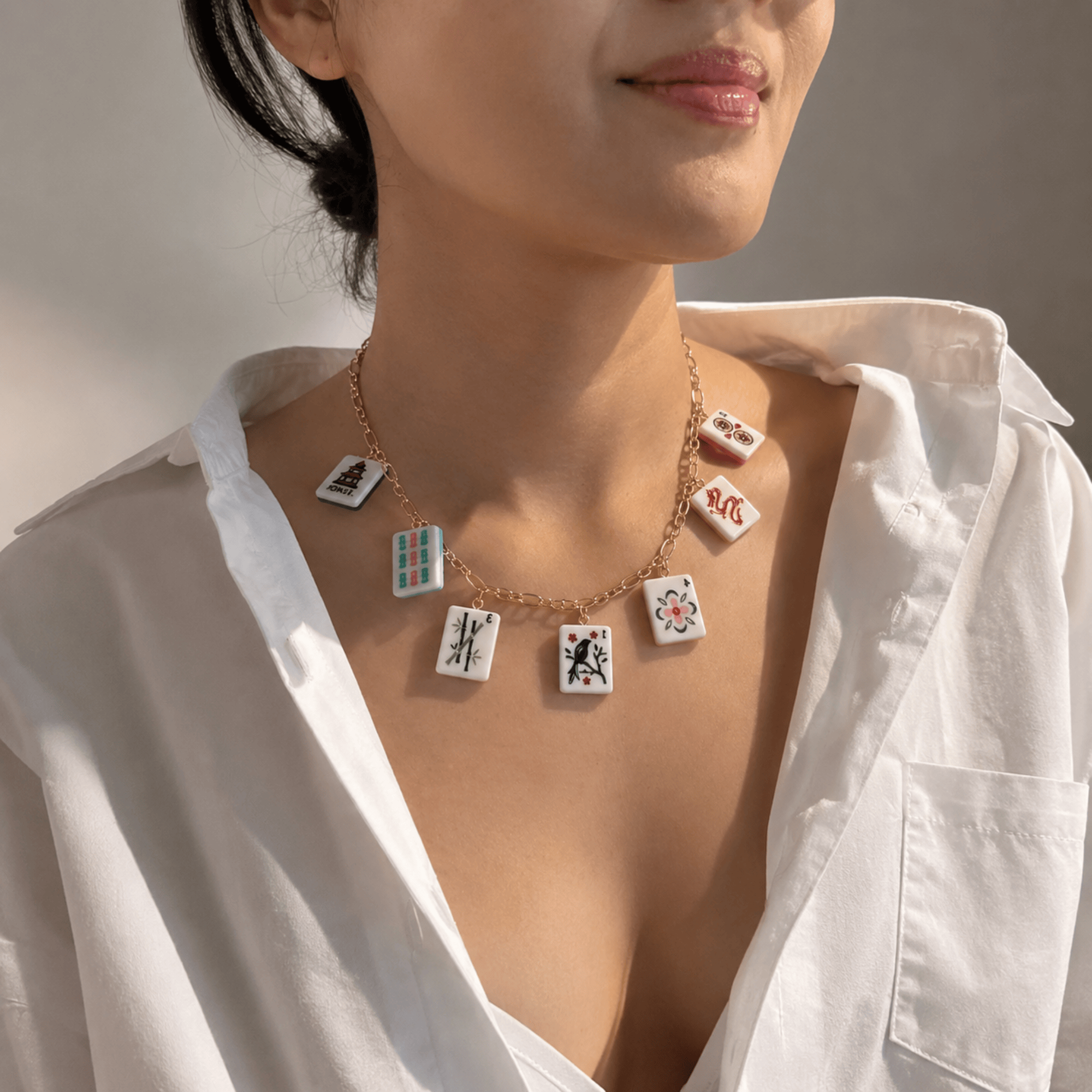 Mahjong Multi Tile Charm Necklace - Saltire Games