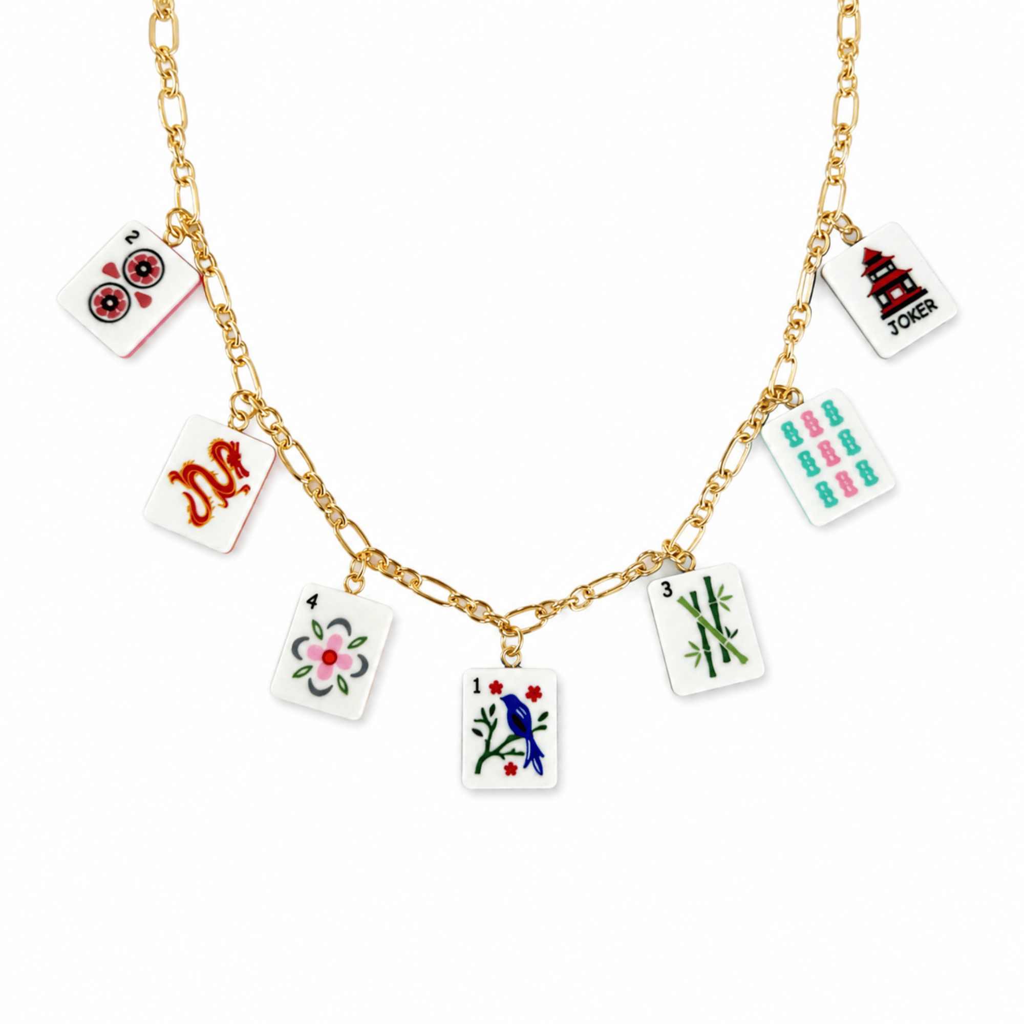 Mahjong Multi Tile Charm Necklace - Saltire Games