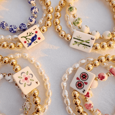 Mahjong Stretch Bracelet Stack – 3 Piece Beaded Set - Saltire Games