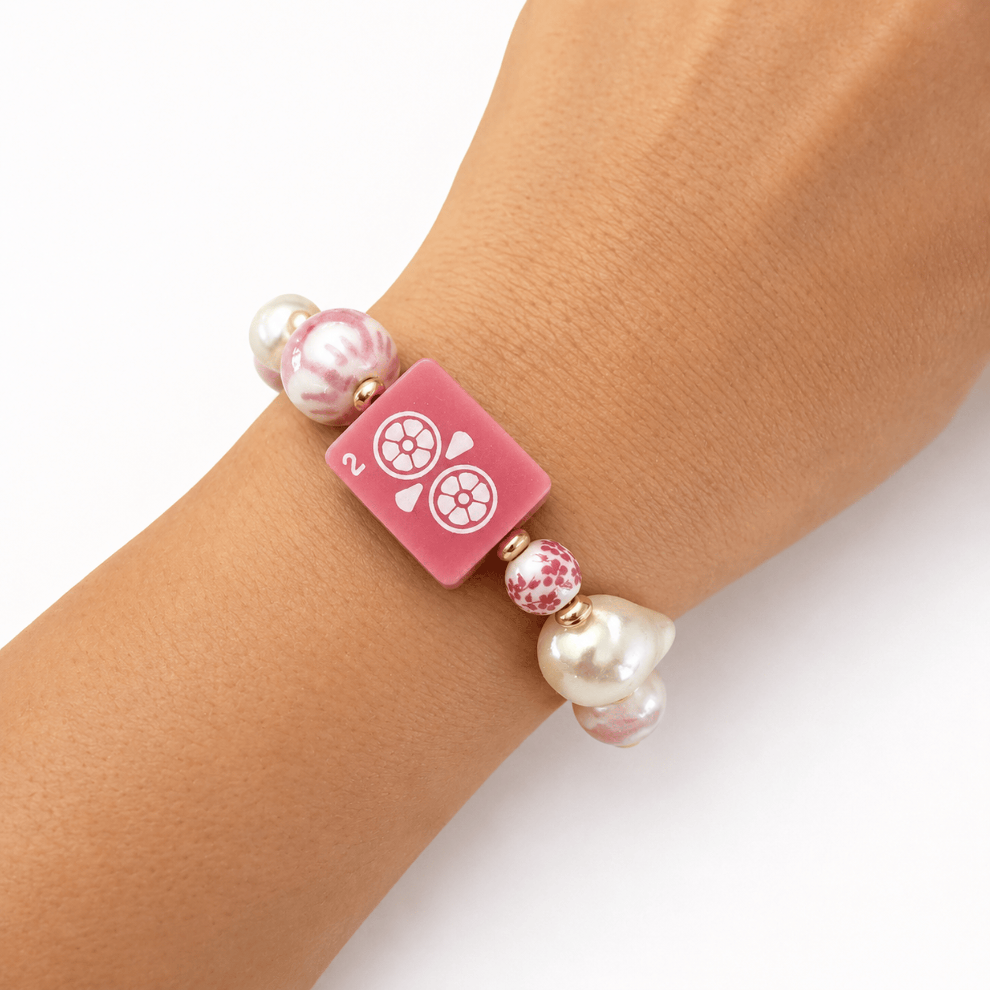 Mahjong Tile Mixed Bead Stretch Bracelet - Saltire Games