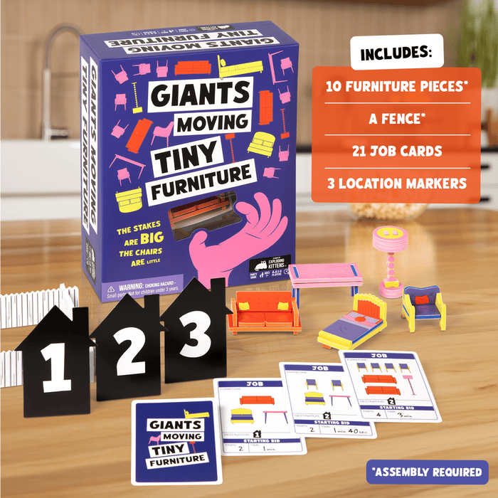 Board Game Exploding Kittens Giants Moving Tiny Furniture
