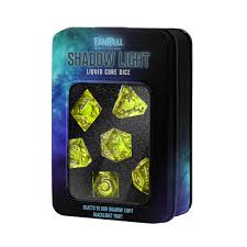Dice - Resin - Liquid Core FanRoll by Metallic Dice Games Shadow Light Liquid Core