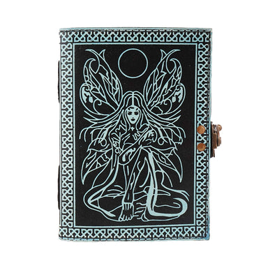 2 Tone Black/Blue Fairy Embossed Leather Journal - Saltire Games
