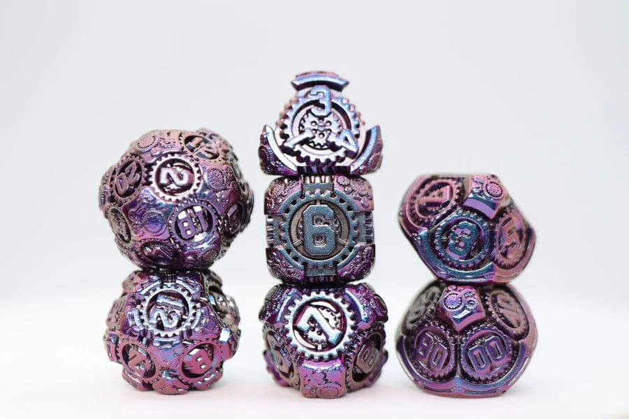 Airship Gears: The Royal Raven - Metal RPG Dice Set - Saltire Games