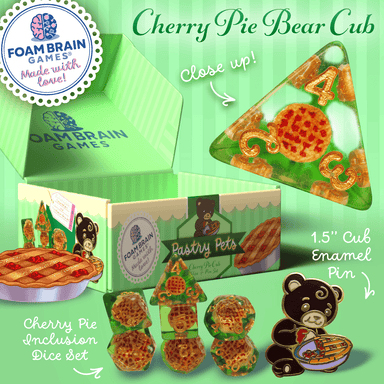 Dice - Plastic - Inclusion Foam Brain Games Cherry Pie Bear Cub Pastry Pets - Pin & RPG Dice Set