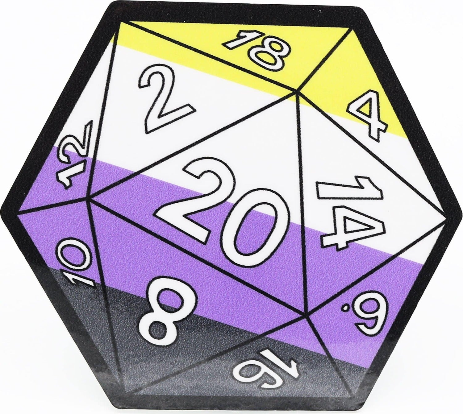 D20 STICKER - NONBINARY PRIDE - Saltire Games