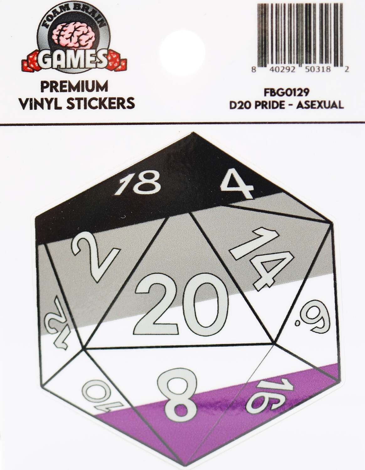 D20 STICKER - ASEXUAL PRIDE - Saltire Games