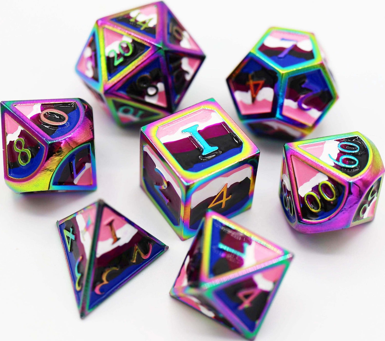 Genderfluid Pride Flag - Metal RPG Dice Set - Saltire Games