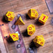Dice - Metal Forged Gaming Cheese Red Number Metal RPG Dice Set of 7