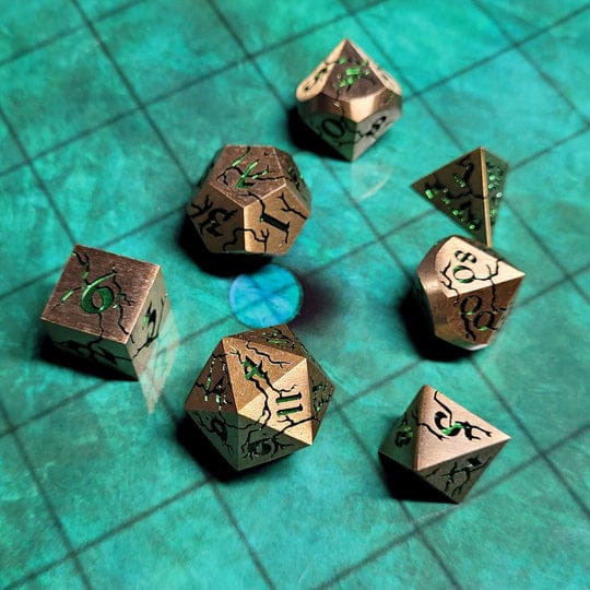 Cracked Looters Gold Set of 7 Metal Dice Set - Saltire Games