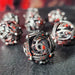 Dragons Bauble Silver Blood Hollow Metal RPG Dice Set - Saltire Games