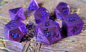 Dice - Metal Forged Gaming Forged Lore Polished Purple with Blue Mica 7-Piece Metal Dice Set