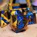 Dice - Metal Forged Gaming Galactic Flow Bronze Blue 7-Piece Metal Dice Set