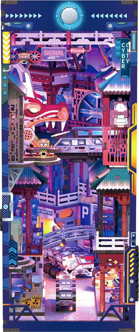 Model Kits - Wood Hands Craft DIY Bookend Puzzle: Cyber City