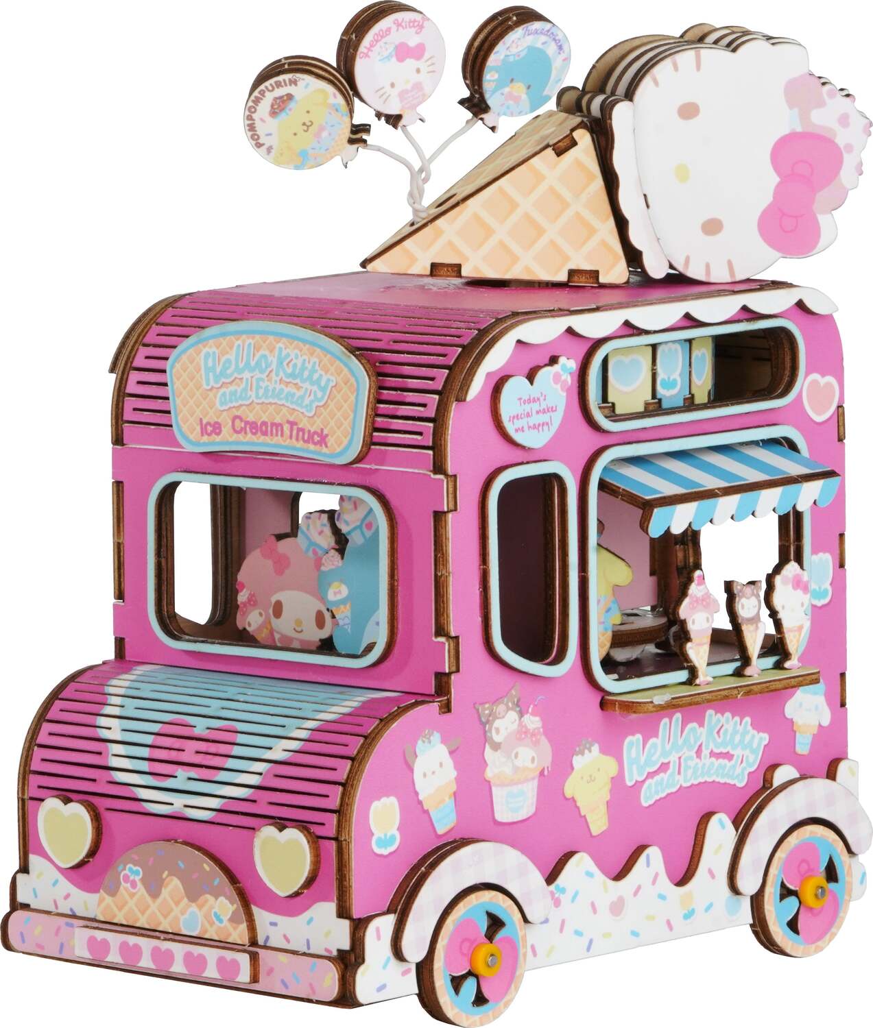 Model Kits - Wood Hands Craft Hello Kitty® 3D Wooden Puzzle Music Box Ice Cream Truck
