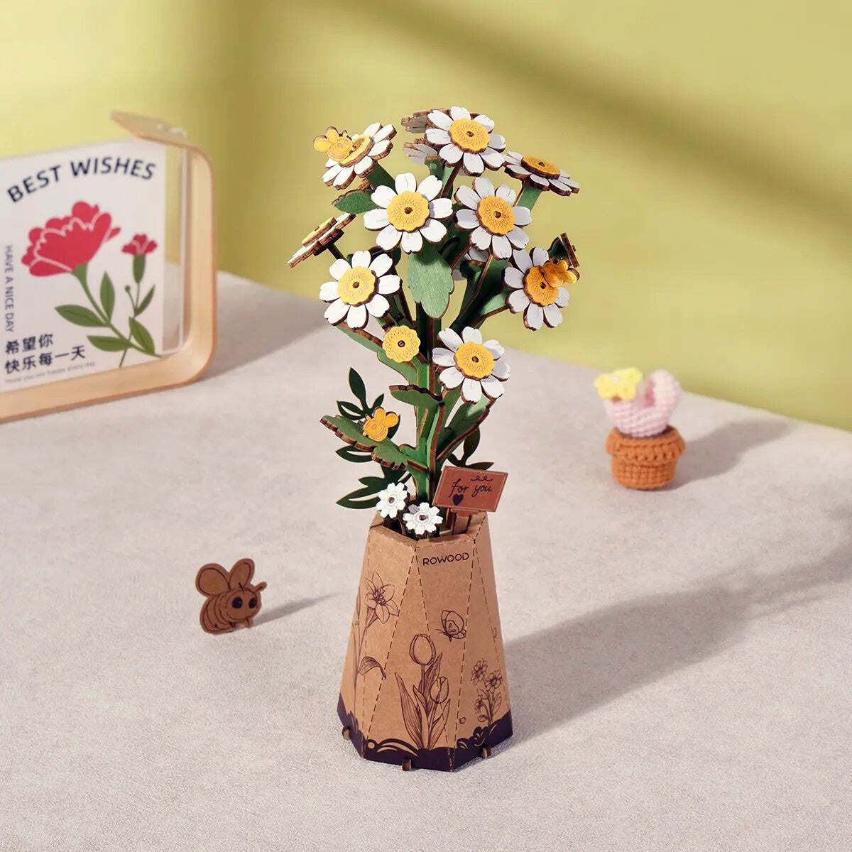 Model Kits - Wood Hands Craft Modern Wooden Puzzle: Chamomile