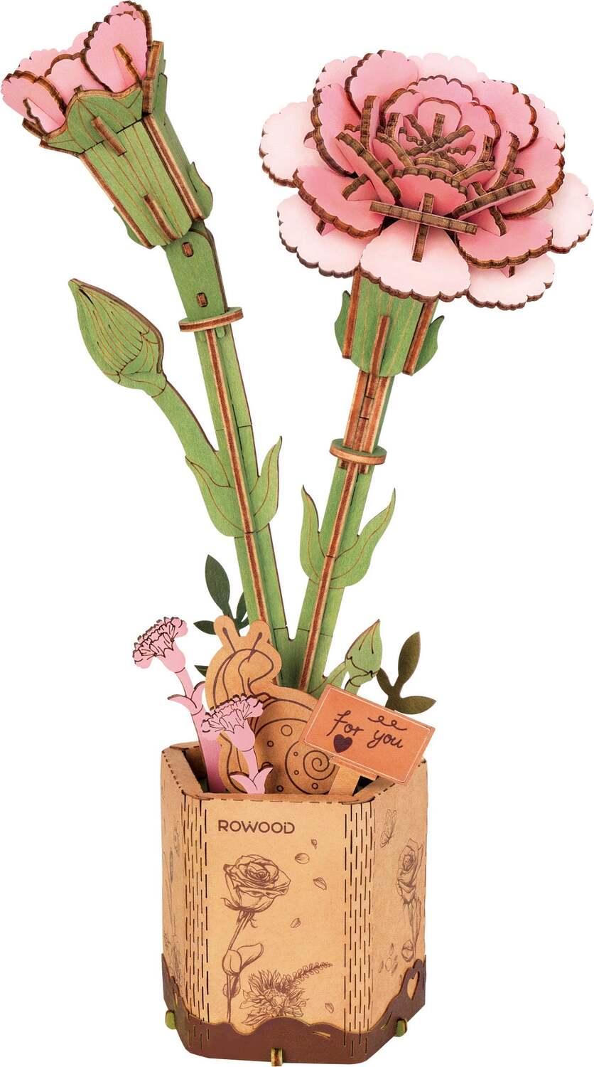 Model Kits - Wood Hands Craft Modern Wooden Puzzle: Pink Carnation