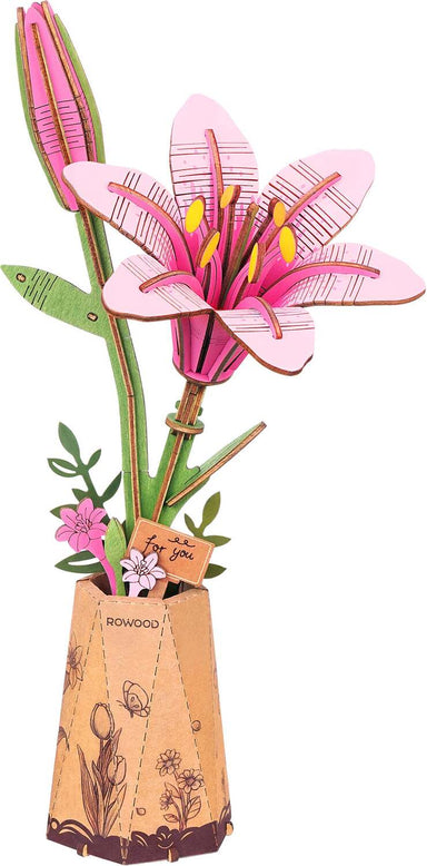 Model Kits - Wood Hands Craft Modern Wooden Puzzle: Pink Lily