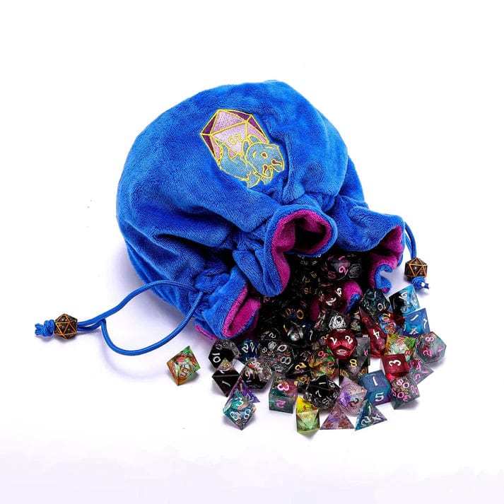 Blue Velvet Dice Bag with Pocket - Saltire Games