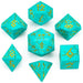 Dice Hymgho Barbarian Solid Metal Polyhedral Dice Set-Turquoise with Gold