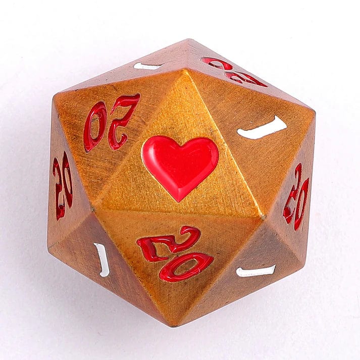 25mm Solid Metal Single D20 The Critical Dice -Ancient Gold - Saltire Games