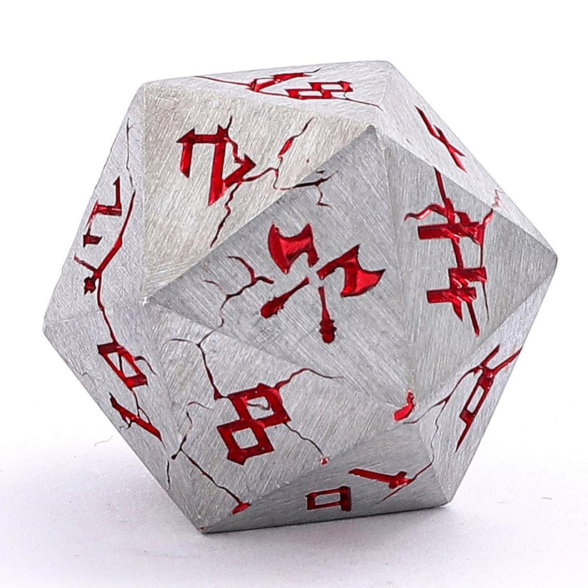Dice - Metal Hymgho Barbarian Solid Metal Polyhedral Dice Set - Brushed Red