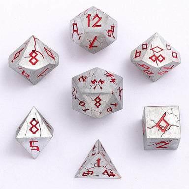 Dice - Metal Hymgho Barbarian Solid Metal Polyhedral Dice Set - Brushed Red