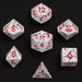 Dice - Metal Hymgho Barbarian Solid Metal Polyhedral Dice Set - Matt White w/Blood Splatter