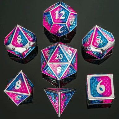 Behemoth Dice Set Silver with Pink and Blue - Saltire Games