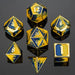 Behemoth Gold w/Yellow&Blue Solid Metal RPG Dice Set - Saltire Games
