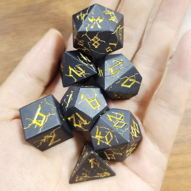 Black with Gold Metal Barbarian Dice Set - Saltire Games