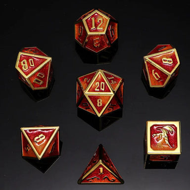 Draconis Metal Dice Gold with Red and Orange - Saltire Games