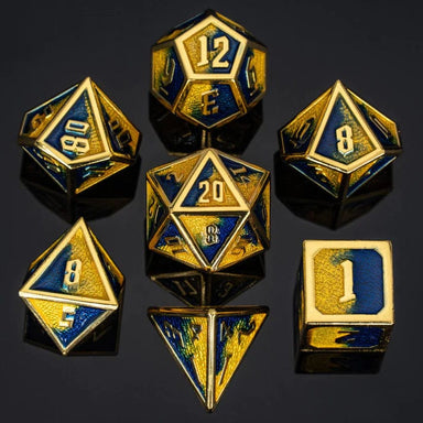 Draconis Metal Dice Gold with Yellow and Blue - Saltire Games