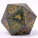 Dice - Metal Hymgho Druid Solid Metal RPG Dice Set - Glitter Green w/Gold