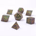 Dice - Metal Hymgho Druid Solid Metal RPG Dice Set - Glitter Green w/Gold