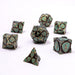 Dice - Metal Hymgho Fighter Solid Metal Polyhedral Dice Set-Ancient Bronze w/Glitter Green