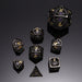 Dice - Metal - Hollow Hymgho Hollow 10mm mini Dragon's Eye dice set-Gunmetal with Purple Gems