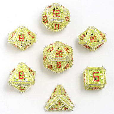 Hollow Metal Necromancer Dice Set - Glow In The Dark Green - Saltire Games