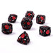 Dice - Metal - Hollow Hymgho Hollow Rose Polyhedral Metal Dice Set - Black w/Blood Spatter