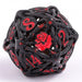 Dice - Metal - Hollow Hymgho Hollow Rose Polyhedral Metal Dice Set - Black w/Blood Spatter