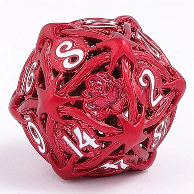 Hollow Rose Polyhedral Metal Dice Set - Red - Saltire Games