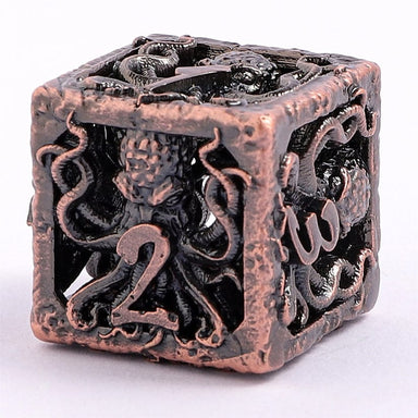 Dice - Metal - Hollow Hymgho Illithids Mind Cage Hollow Metal Dice Set - Ancient Copper