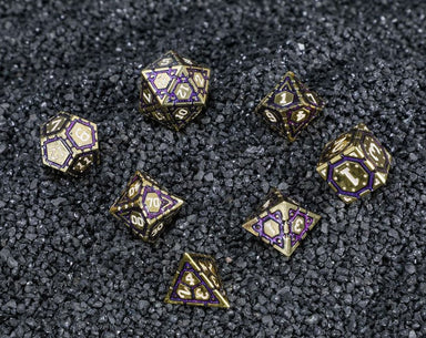 Metal Star Map Gold with Purple 7 Dice Set - Saltire Games