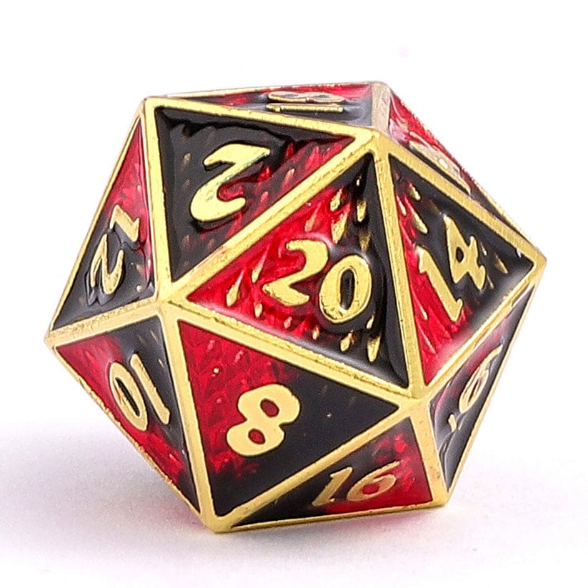 Dice - Metal Hymgho Mini Behemoth Metal RPG Dice Set-Gold w/Ruby&Black
