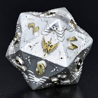 Dice - Metal Hymgho Paladin Solid Metal Polyhedral Dice Set-Matt Silver w/Gold